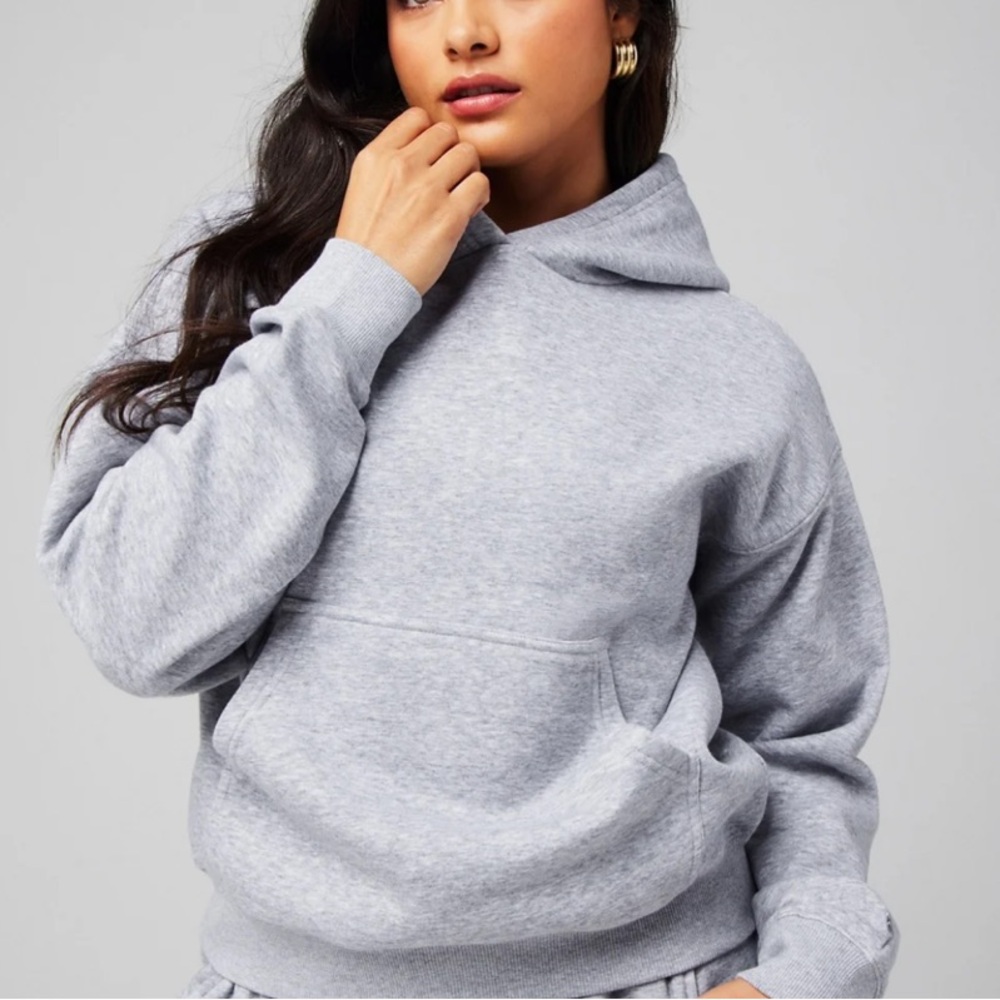 Cozy Fleece Hoodie in Classic Grey Heather NWT